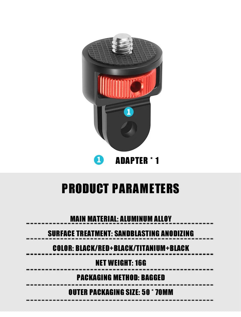 Suitable for GoPro series For DJI For Insta360 sports camera accessories 1/4 adapter interface 1/4 adapter