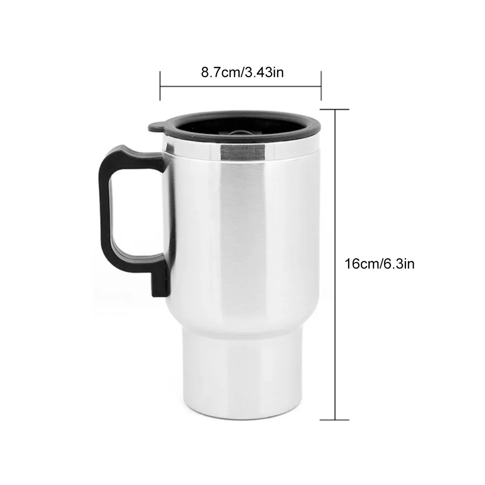 DC 12V Car Electric Kettle 450ml Car Heating Cup Stainless Steel Travel Coffee Mug Double Layer Vacuum Insulation Travel Kettle