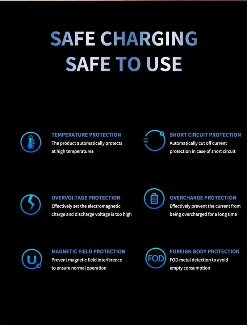 100W Metal Wireless Charger Pad Led Light for iPhone 16 15 14 13 12 Pro Max Samsung Xiaomi Mini Fast Wireless Charging Station