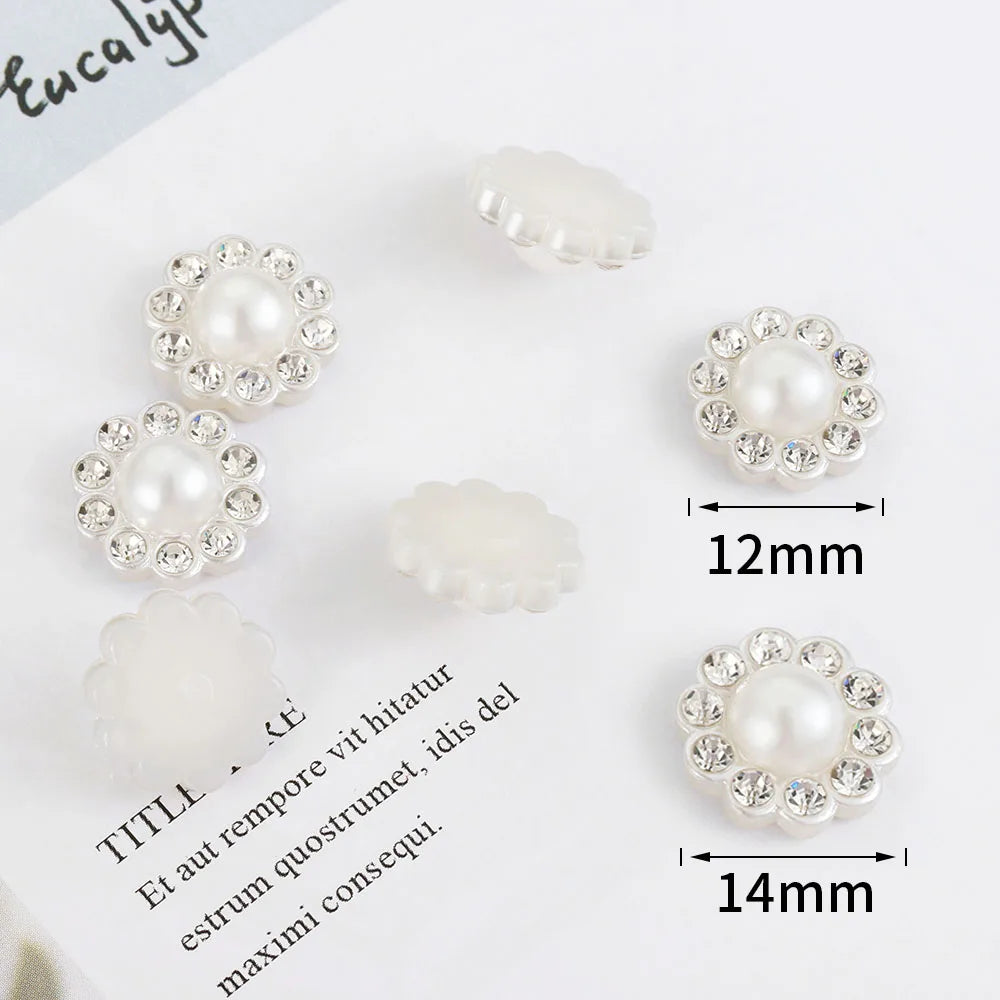 50pcs Rhinestone Flatback Cabochon Base White Imitation Pearl Beads Bowknots Hair DIY Accessories