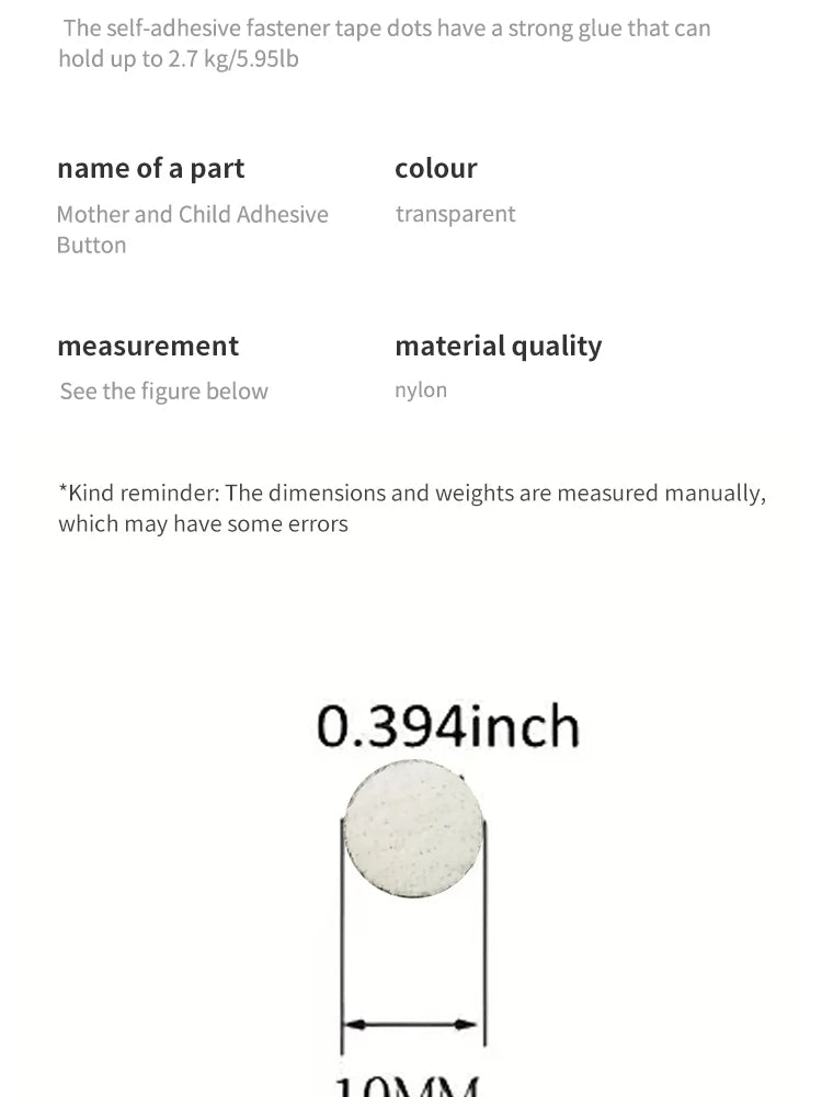 10mm 500 Pairs of round Velcro Transparent Ultra-thin Strong Self-adhesive Kindergarten Wall Stickers