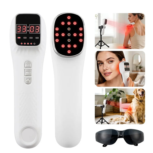 New 650nm 808nm Handheld Facial Body Red Light LED Laser Therapy Beauty Device Anti Aging Wrinkle Acne Body Fatigue Relief Healt