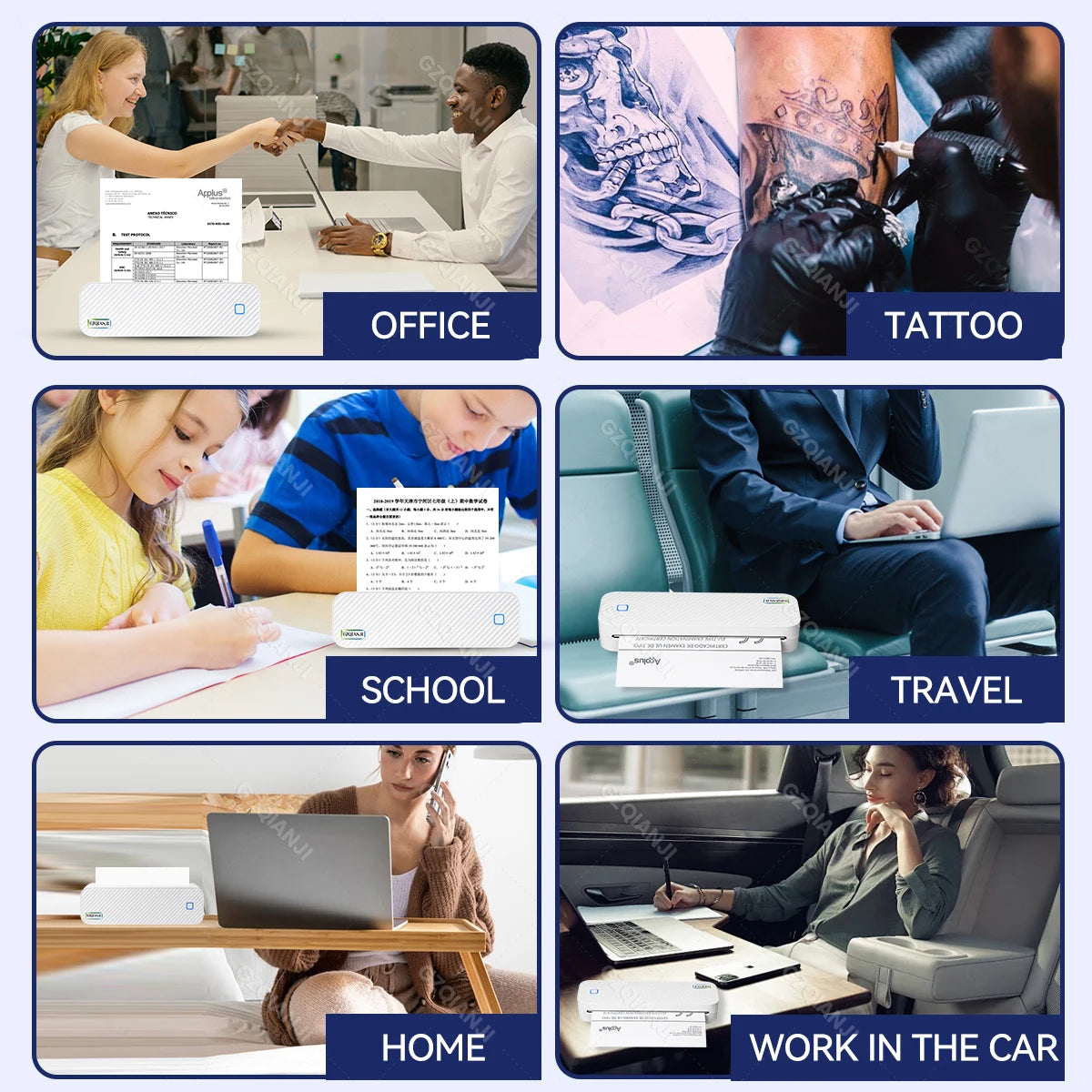 Mini Thermal Printer Bluetooth Portable Wireless A4 Maker with Paper Case for Mobile World PDF Picture Print Home Office USE