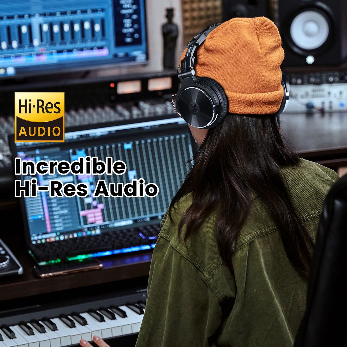 Oneodio Pro 10 Over Ear Headphones Hifi Studio DJ Headphone Wired Monitor Music Headset Earphone With Mic For Phone Computer PC