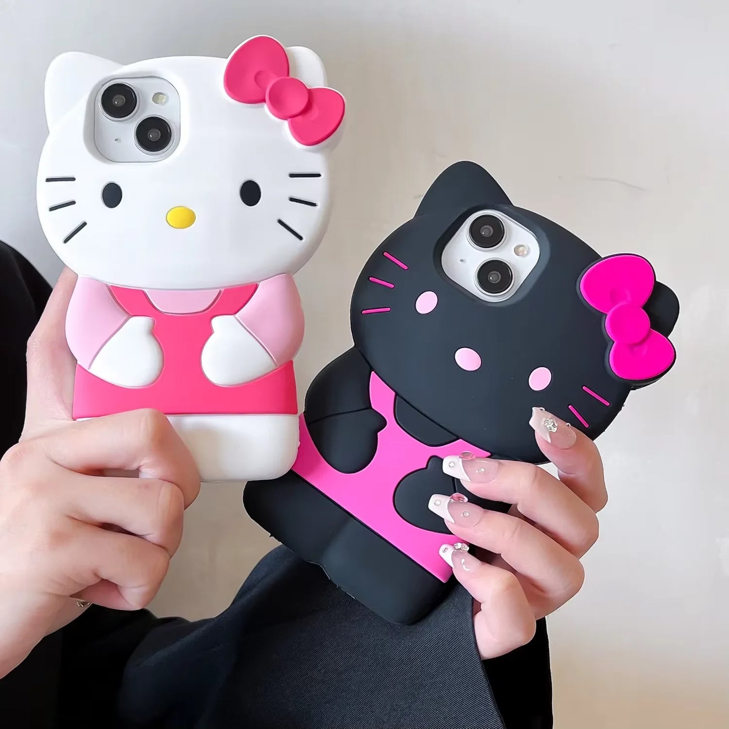 For iPhone 16 15 14 Plus 13 Pro Max 12 Mini 11 X XS Max XR 7 8 SE Color Bowknot Hello Kitty Cartoon Silicon Back Soft Phone Case