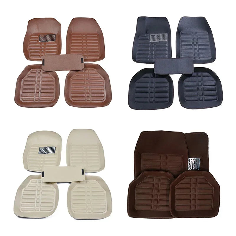5pcs Premium Easy Clean Waterproof Auto Foot Pad Universal Waterproof PU Leather Durable Car Floor Mats Car Interior Accessorie