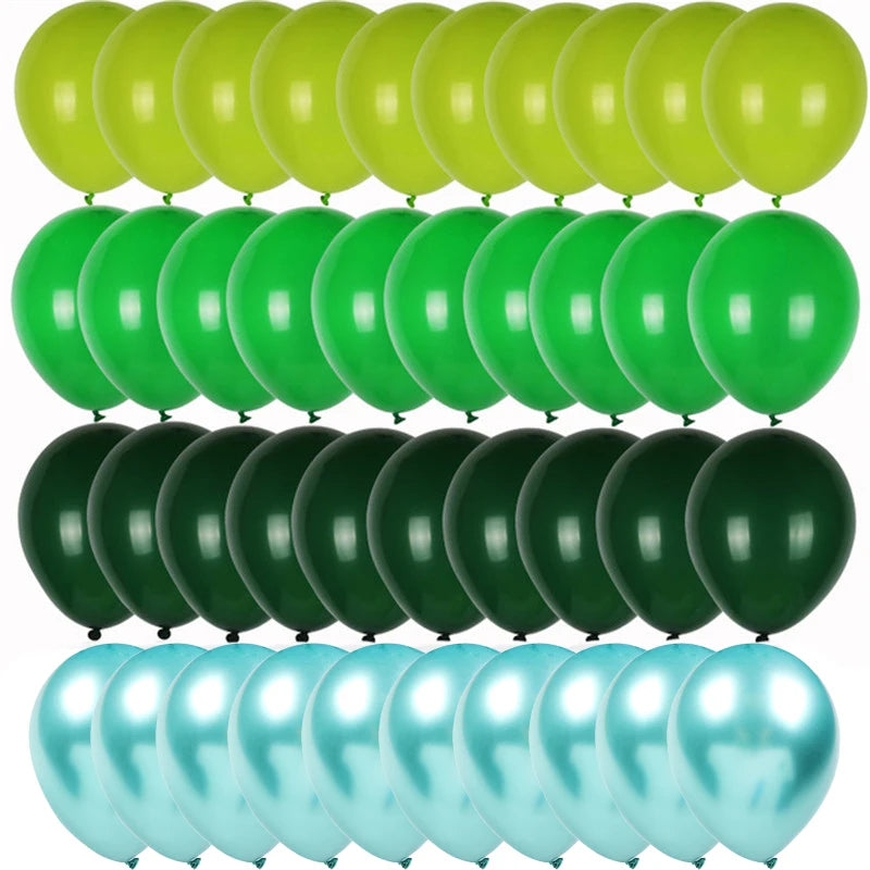 40pcs Retro Dark Green Balloons Set Confetti Balloon Jungle Safari Animal Birthday Party Decorations Kids Boy Baby Shower Favors