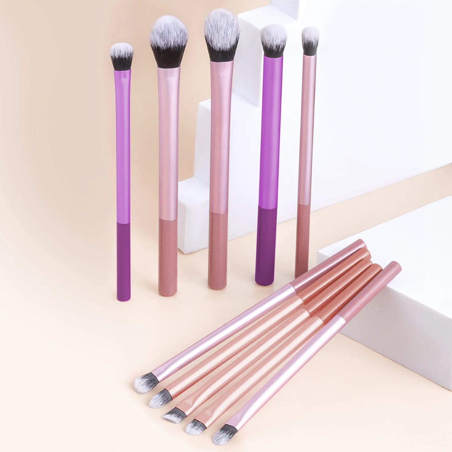10 professional makeup brush set, portable small long tube, multi-functional face and eye makeup tools, daily makeup