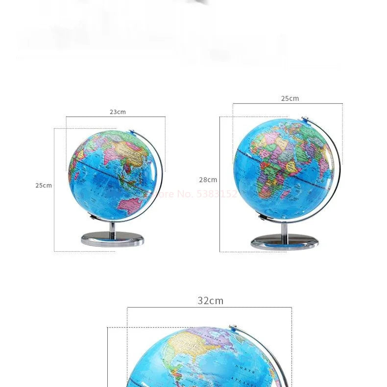 20/25cm World Globe English Version World Map Globe With Led Light Geography Educational Teaching Decorations Supplies