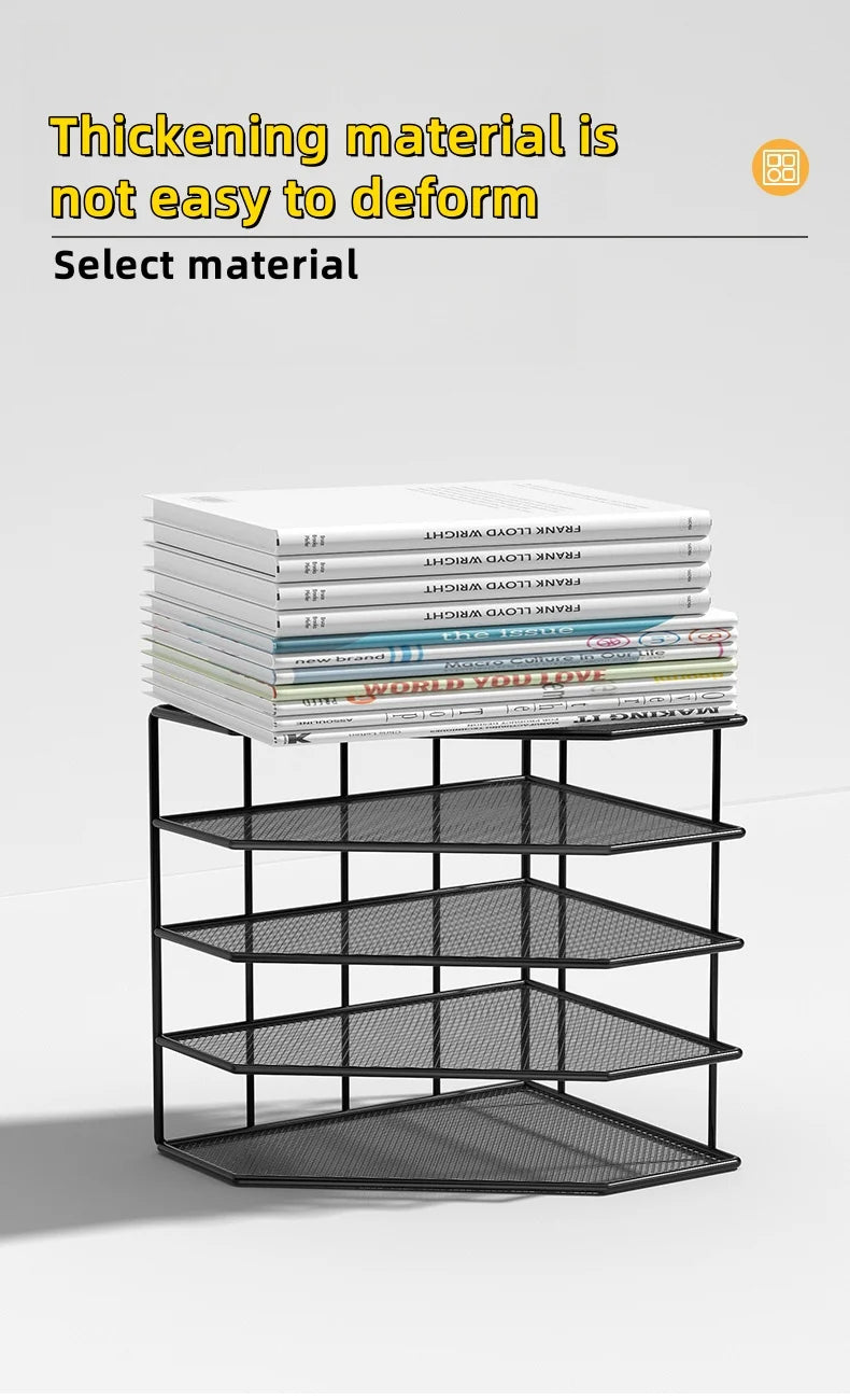 Metal File Rack Office Desk Shelf Standing Desktop File Folder File Box File Storage Box Data Rack Stationery Organizer File
