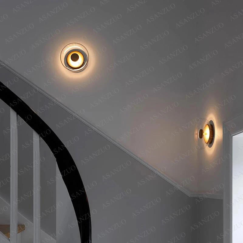 Glass LED Wall Lamp Indoor Decor Glass Bowl Wall sconces Nordic Living Bedroom Bedside Kitchen Lighting Fixtures
