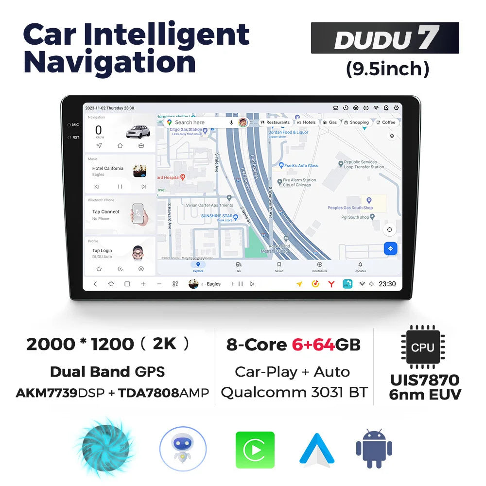 DUDUAUTO 9.5/10.36inch DUDU7 Android 13 Universal Carplay Multimedia Car Radio WIFI DSP TDA7708 12+512G Android-Auto Carplay