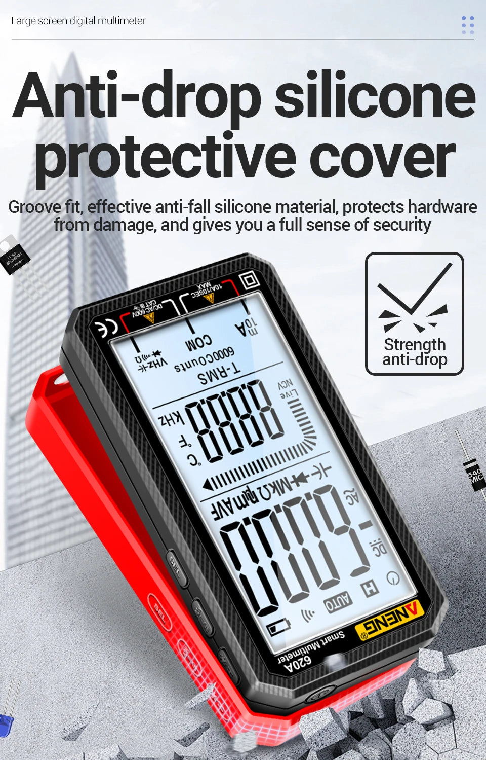 ANENG 620A High Precision Counts Auto Resistance Tester Digital Multimeter True RMS 6000 Manual Ranging Voltage Current