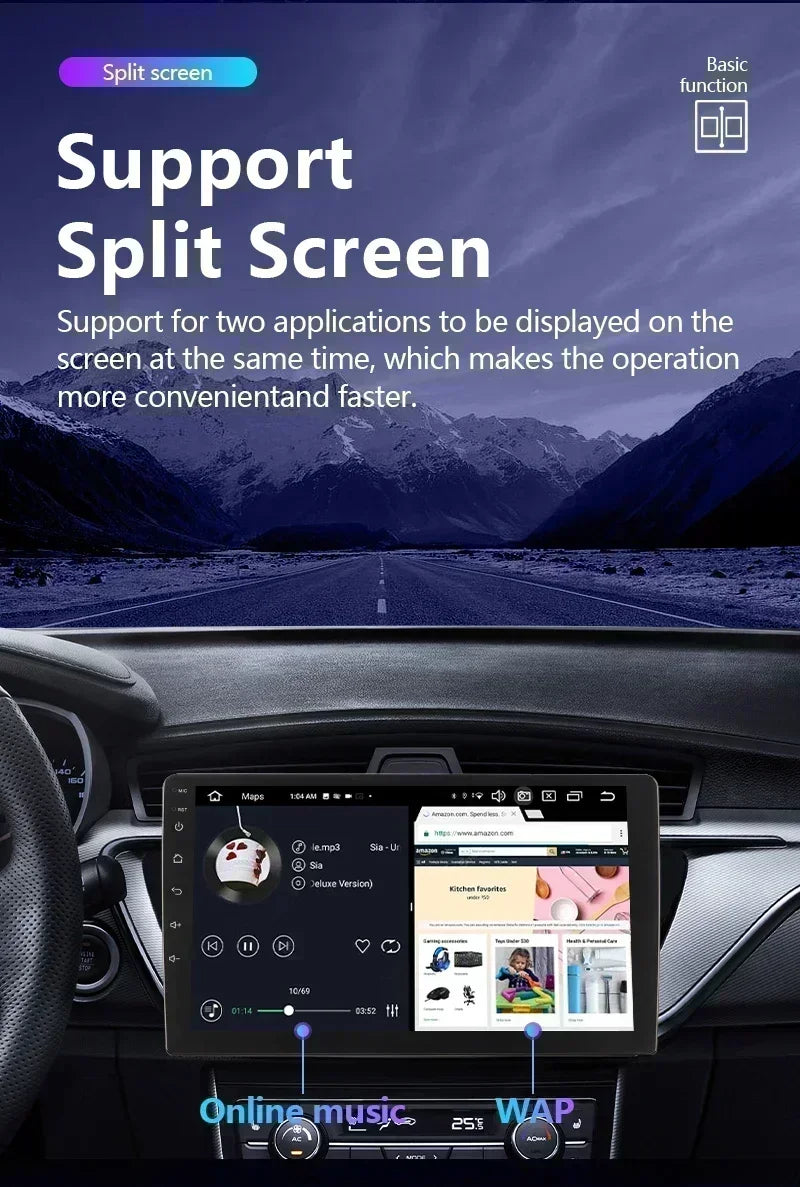 BOSSCAR Car Radio 7"9"10"Multimedia Video Player Android Universal Carplay Rearview Camera Wireless FM GPS Bluetooth Autoradio