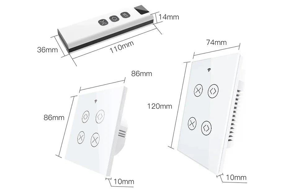 Tuya SmartLife WiFi RF 2 Gang Double Curtain Blind Switch for Roller Shutter Electric Motor With Alexa Google Home Voice Control