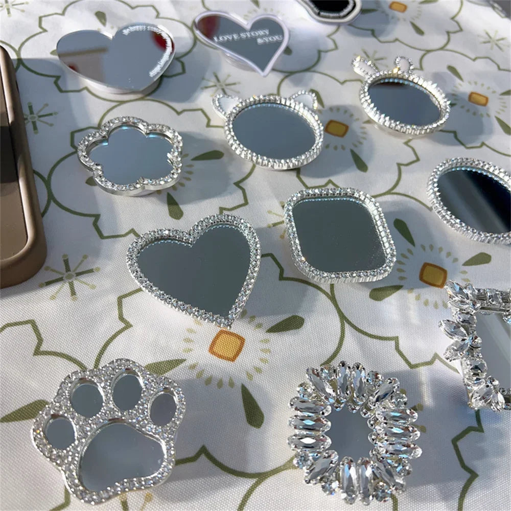 INS Korea 3D Diamond Mirror Griptok Bracket For iPhone 16 15 Lovely Macaron Universal Phone Holder Ring Support Stand Grip Tok