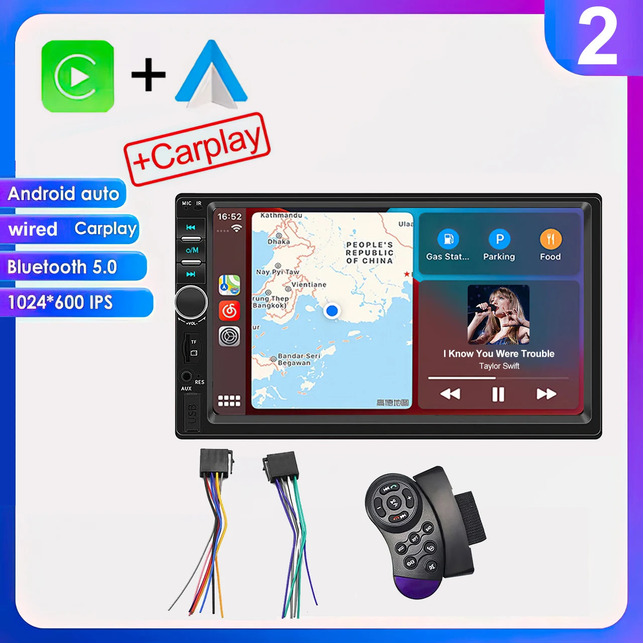 2 din 7 inch IPS Car Radio Multimedia CarPlay Android Auto 2din Autoradio Car Stereo Universal   Head Unit Rear View AHD Camera
