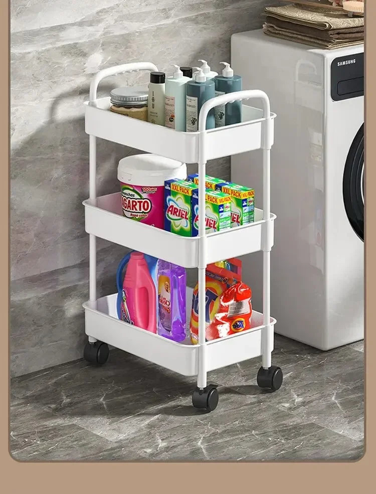 Household Multi-layer Small Cart Storage Rack Floor To Floor Kitchen Bedroom Bathroom Storage Rack Storage Rack With Wheels