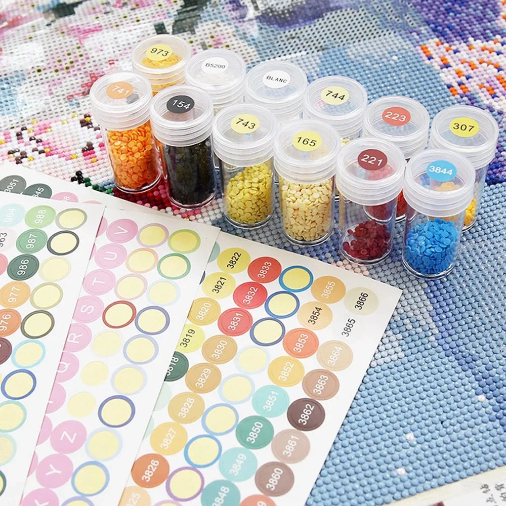 60 Bottles Diamond Painting Container Case With Color Number Stickers Labels Stickers Beads Storage Box Organizer Tools