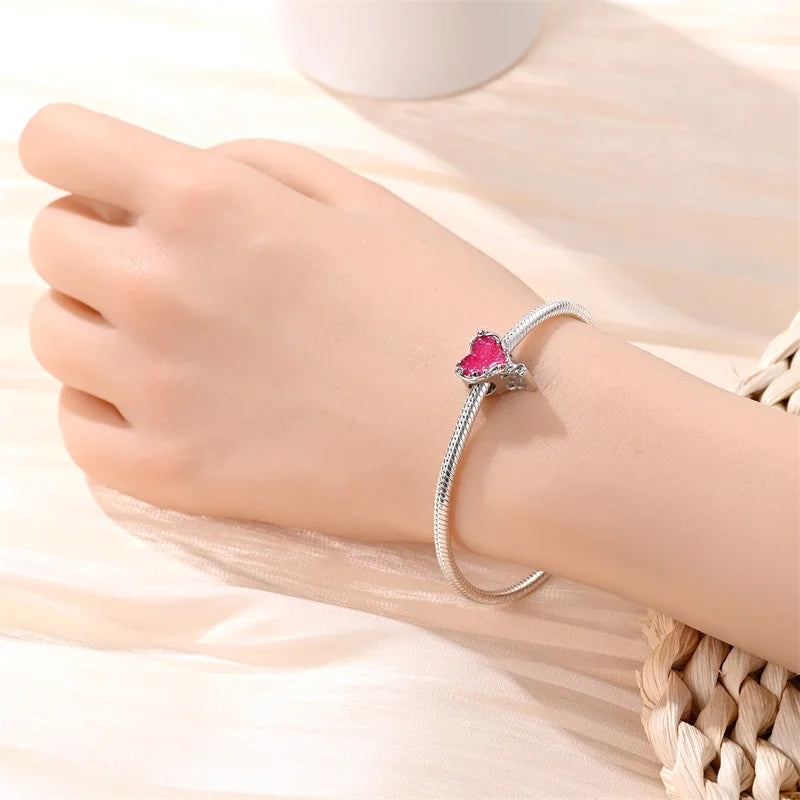 925 Sterling Silver Princess Powder Series Exquisite Daily Bow Sweet Charms Beads Fit Pan Original Bracelets DIY Jewelry