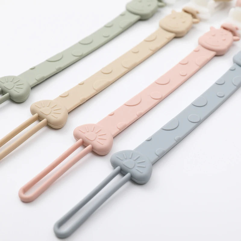 One-Piece Silicone Pacifier Clip Holder, Soft Flexible Pacifier Clips Binky Clips for Baby Boys and Girls,  Baby Accessories