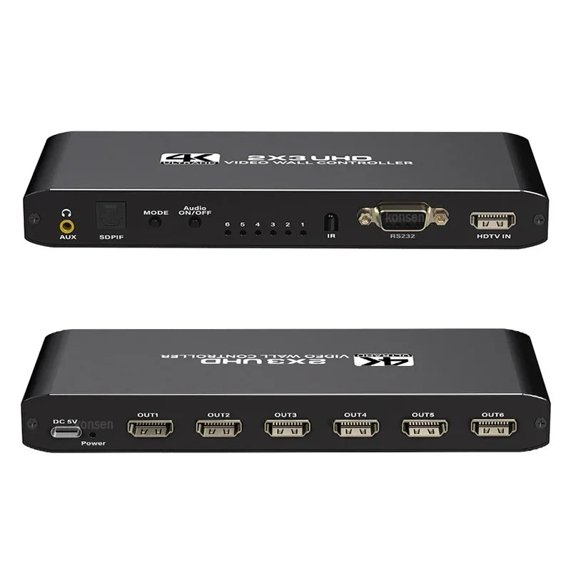 2x3 HDMI Video Wall Controller 4K HDMI Video Screen Wall Stitching Processor 2x3 1x2 1x4 1x3 2x1 3x1 4x1 6 TV Splicing Display