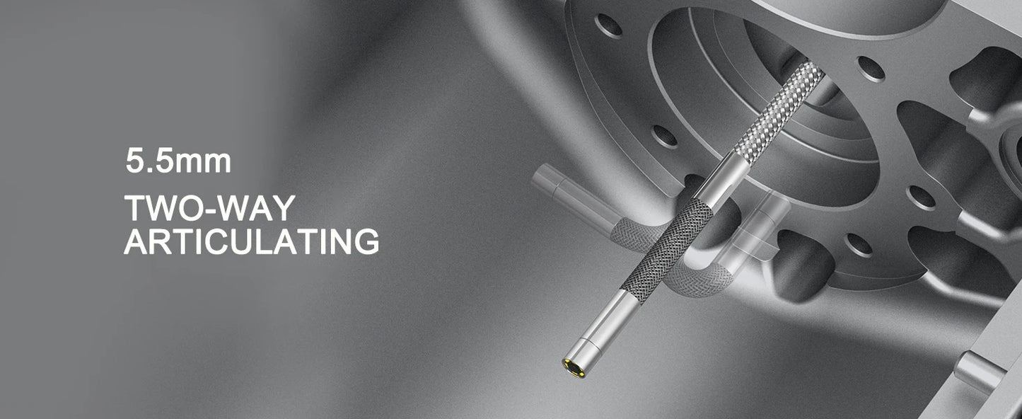 TESLONG TD450S 5.5MM Articulating Borescope 1080P 5 Inch IPS Two Way 360° Steering Endoscope Camera 1m Stainless Steel Tube