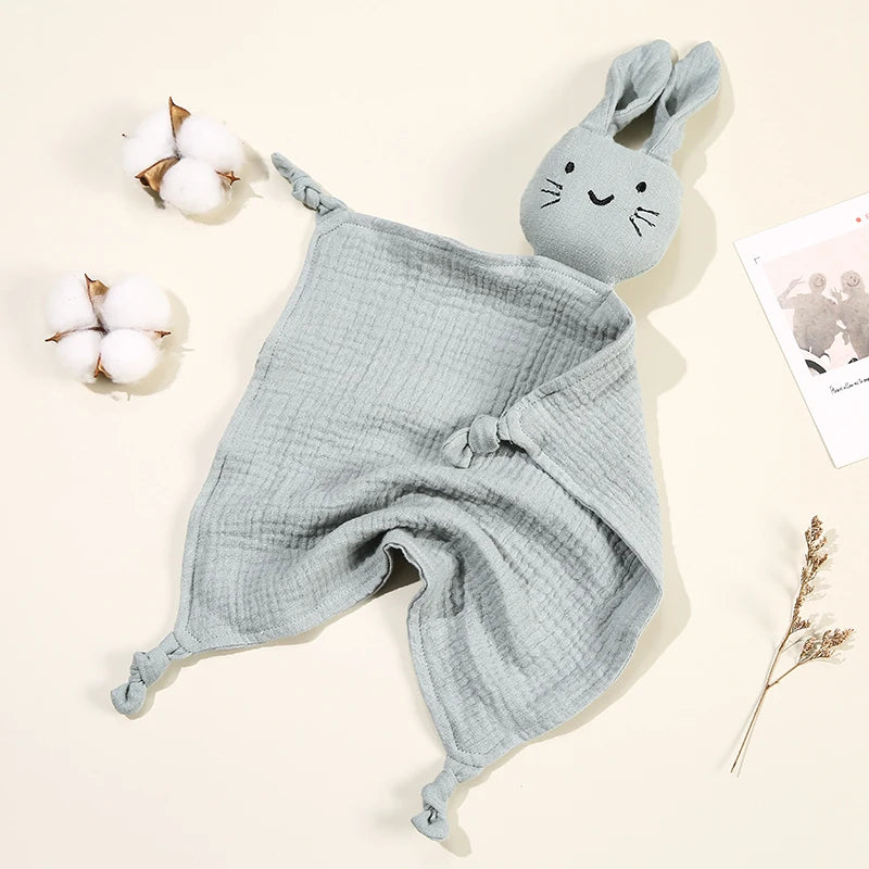 Baby Cotton Muslin Comfortable Blanket Cute Cat Doll For Infant Kids Sleep Appease Towel Children Rabbit Saliva Scarf