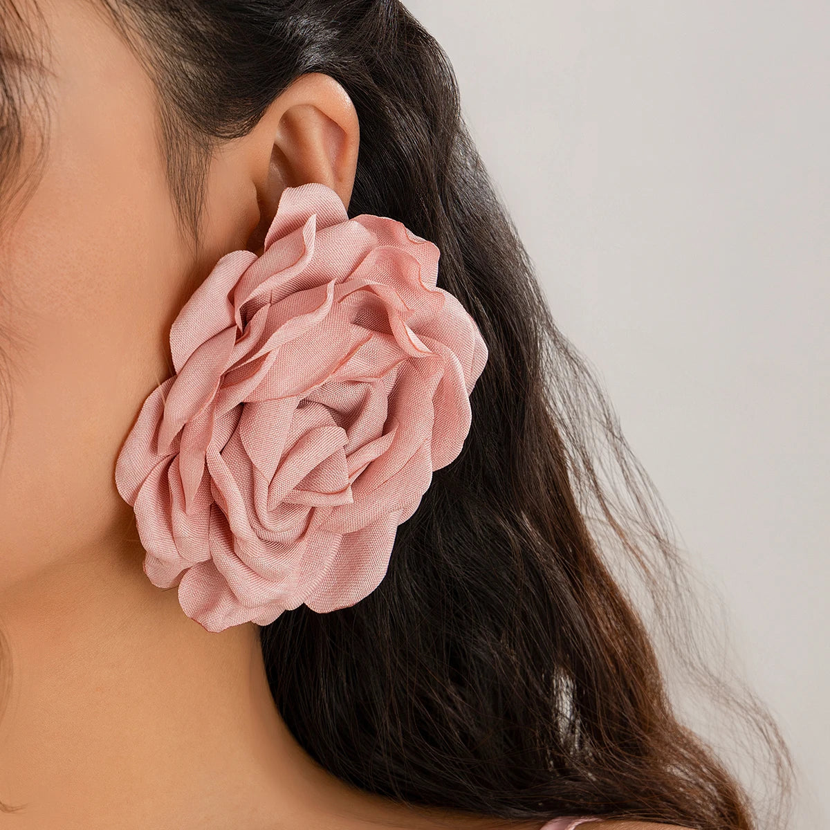 Salircon Exaggerated Large Rose Flower Earrings For Women 2024 Statement Pierced Stud Earrings Ladies Party Dinner Jewelry