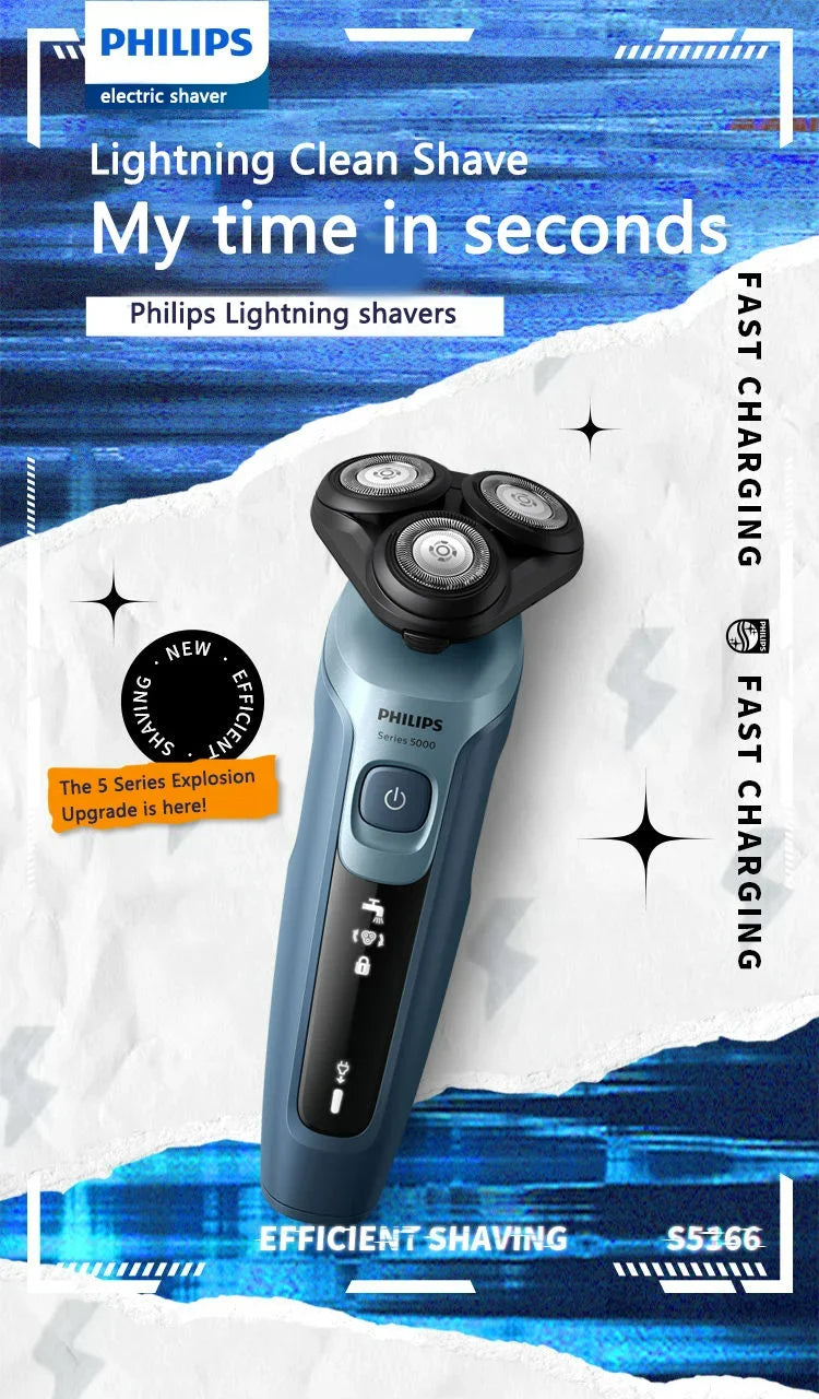 PHILIPS S5366 Electric Shaver IPX7 Full-body Wash Men's Grooming Comfort Shaving Flash Charge Beard Razor with Sideburns Trimmer