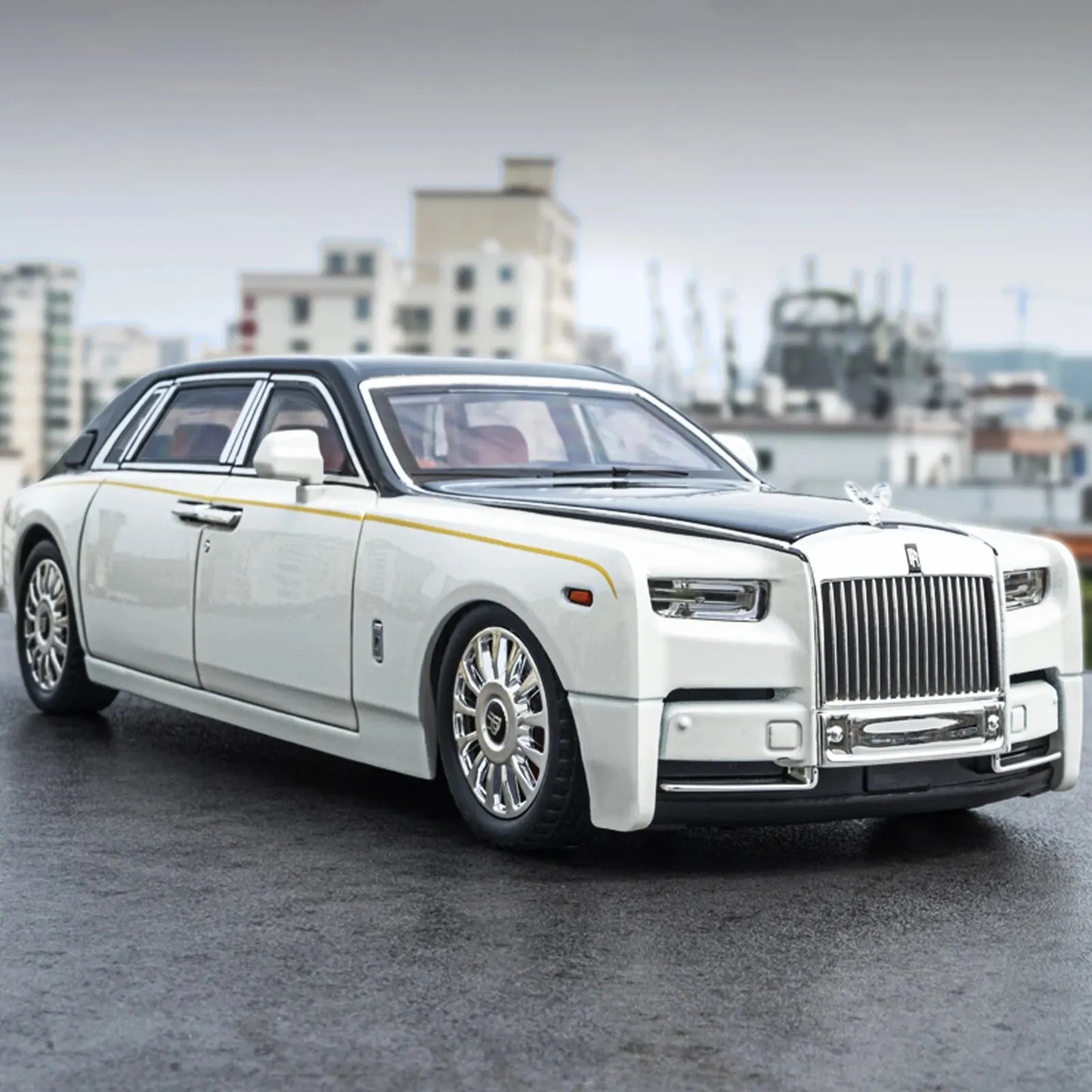 1:18 Rolls-Royce Phantom Model Car, Zinc Alloy Pull Back Toy Diecast Car with Sound and Light, Realistic Modeling Model Toy