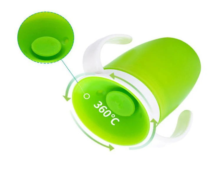 Baby Water Cups 360 Degrees Rotated Baby Learning Drinking Cup with Double Handle Flip Lid Leakproof Infants Water Cups Bottle