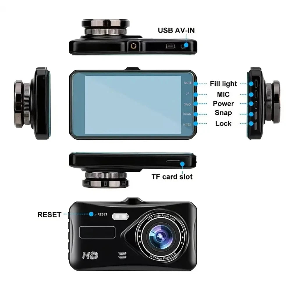 4-inch 1080P Dash Cam for Cars Touch Screen Car DVR Video Recorder Rear View Camera for Vehicle 24H Parking Monitor Black Box