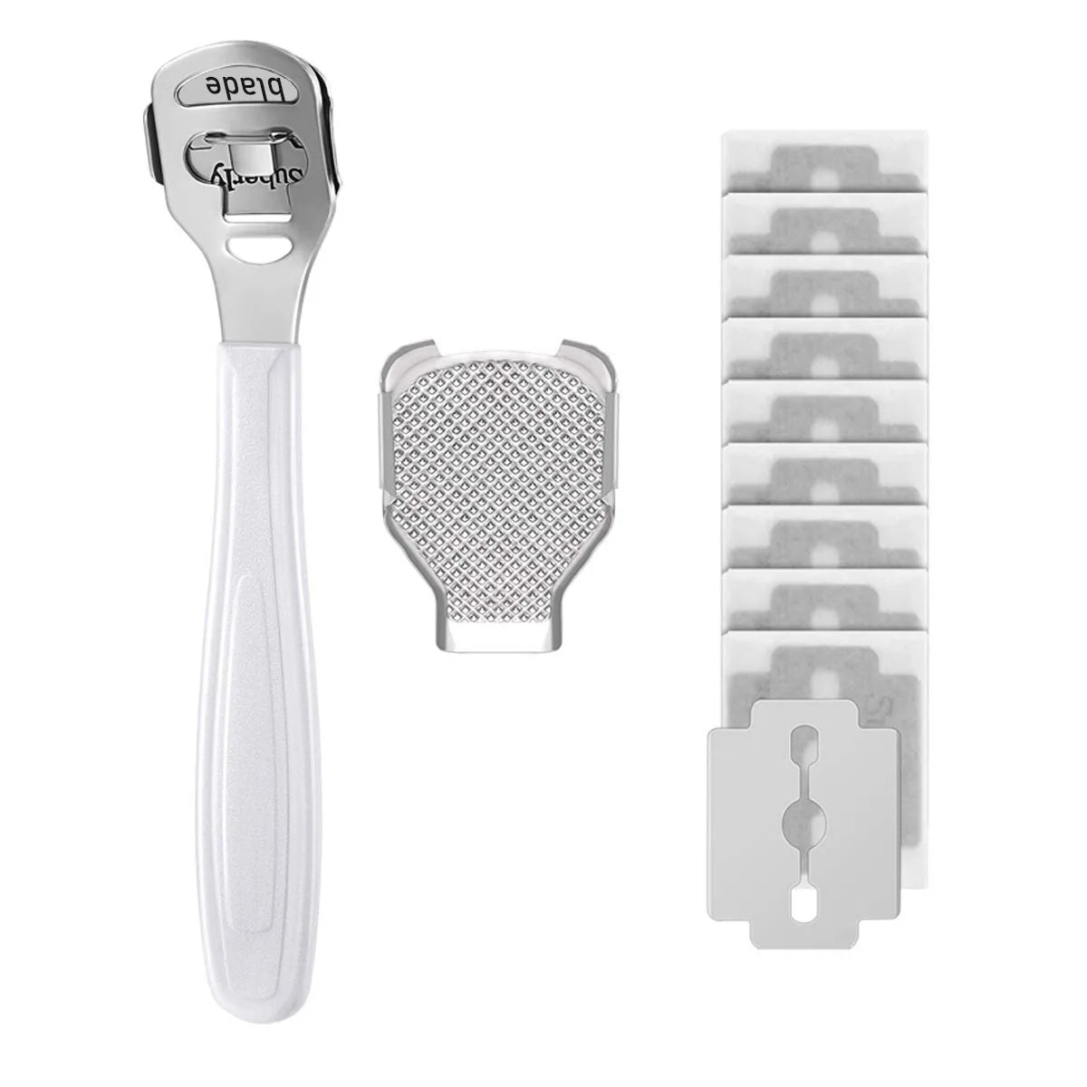 Foot Callus Shaver Heel Hard Skin Remover Hand Feet Pedicure Razor Tool Shavers Stainless Steel Handle 10 Blades Foot Care Tools