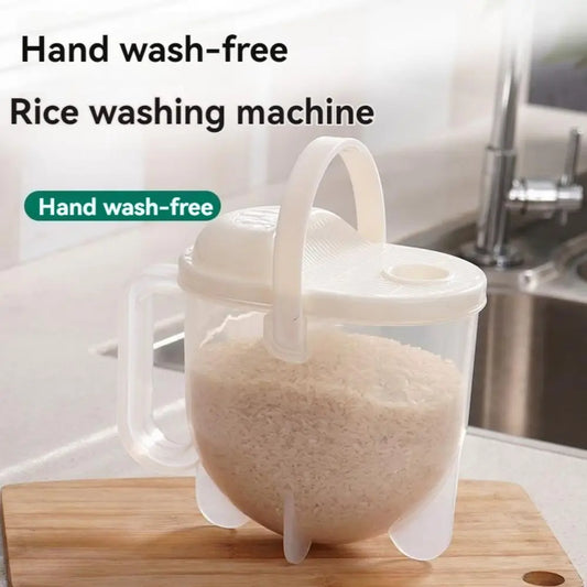 Rice Washer Creative Hand-Free Washing Rice Basin Sieve Plastic Rice Bucket Basket With Draining Flushing Type Rice Cleaning