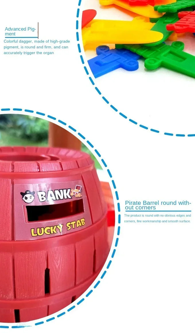 Big Knife Insertion Pirate Bucket Uncle Wooden Bucket Uncle Sword Insertion Creative Trick Table Game Pirates Bring 24 Swords