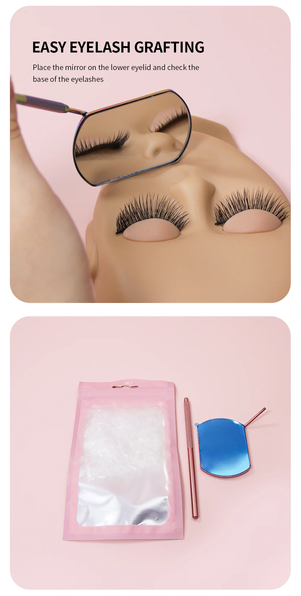 Multifunction Eyelash Mirror Magnifying Beauty Long Handle Mirror For Checking False Eyelashes Extension Grafting Makeup Tools
