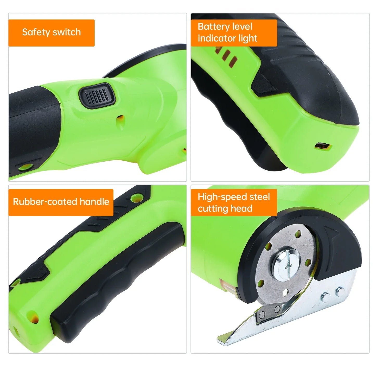 Cordless Electric Scissors 3.6V Rechargeable Cardboard Box Cutter Fabric Scissor with Spare Blade Safety Lock & LED Light