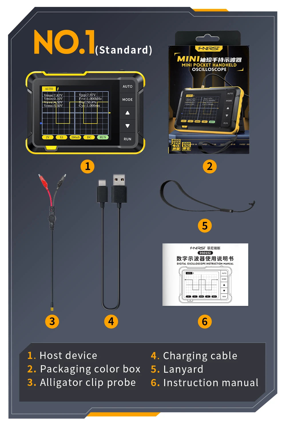 FNIRSI DSO152 DSO153 New Mini Handheld Digital Oscilloscope Portable 2.5MSa/s 200KHz Analog Bandwidth 800 VPP with PWM Output