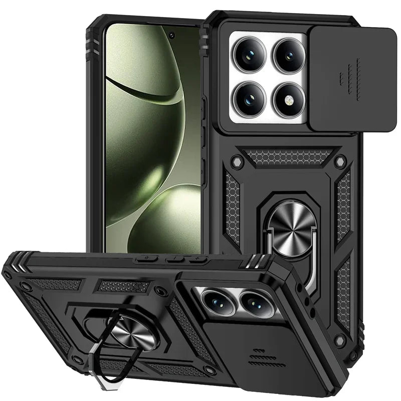 For Xiaomi 14T 13T Pro Case Ring Stand Car Magnetic Holder Phone Cover for Redmi 14C Case Shockproof Lens Protection Funda