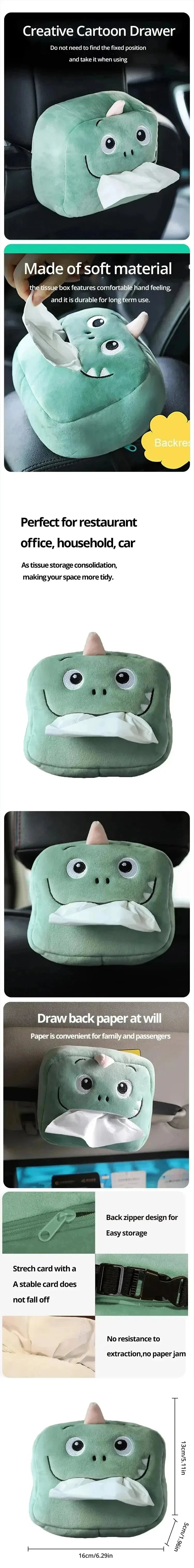 Cartoon Car Tissue Box Cute Plush Animals Napkin Paper Holder Portable Auto Armrest Box Tissue Paper Storage Case Car Decoration