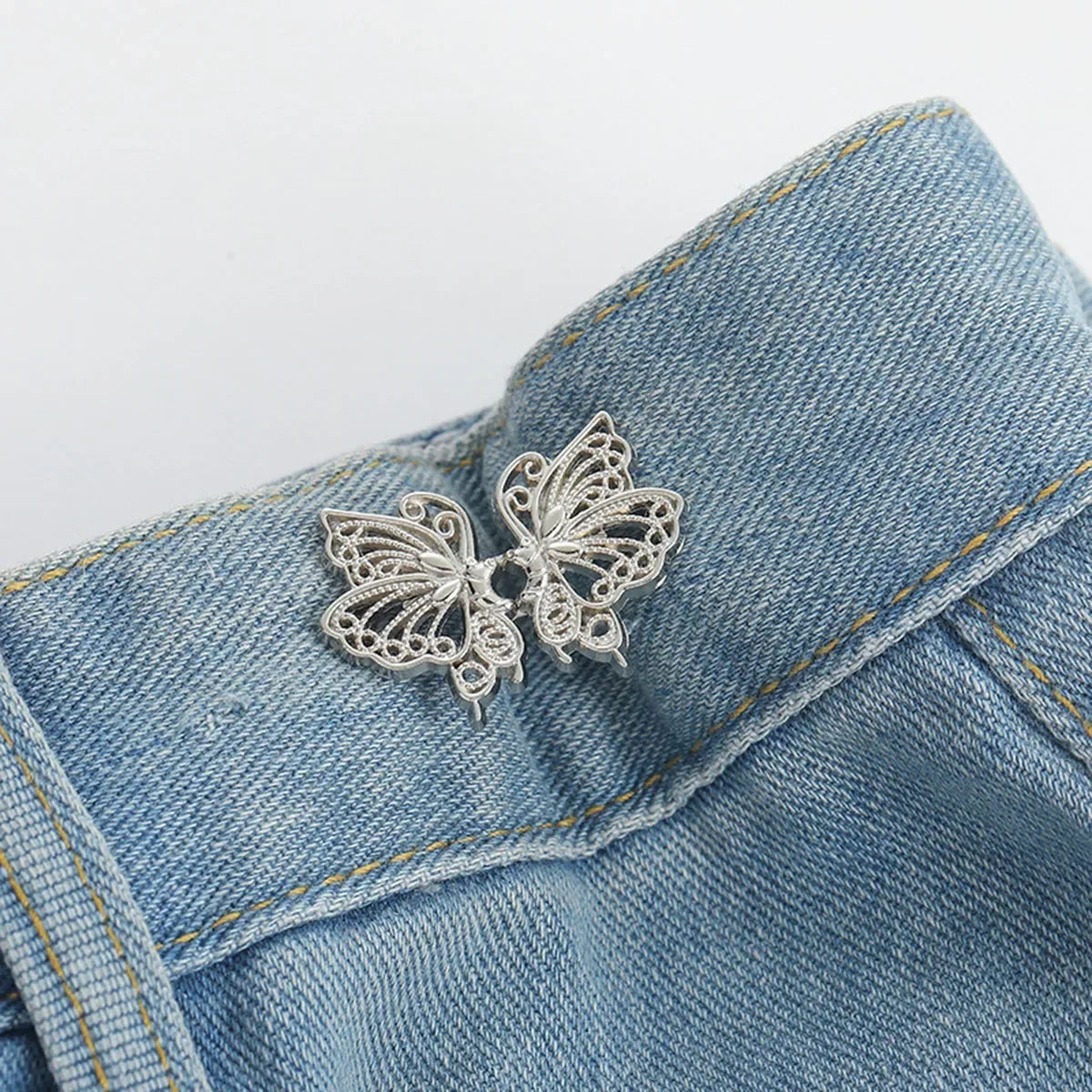 Adjustable Tightener Waist Buckle for Jeans, No Sewing Required Butterfly Button Adjuster for Pants and Skirts Waist