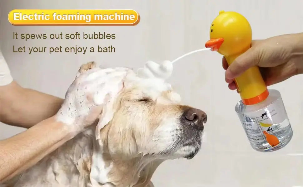 Yellow Duck Pet Cleaning Bathing Electric Foam Machine Usb Charging Automatic Soap Dispenser Foam Machine Pet Accessories