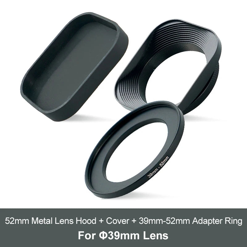 Metal Camera Square Lens Hood Universal Retro Reduce Light for Fuji Fujifim 39mm 43mm 46mm 49mm 52mm Filter Adapter Ring Metal