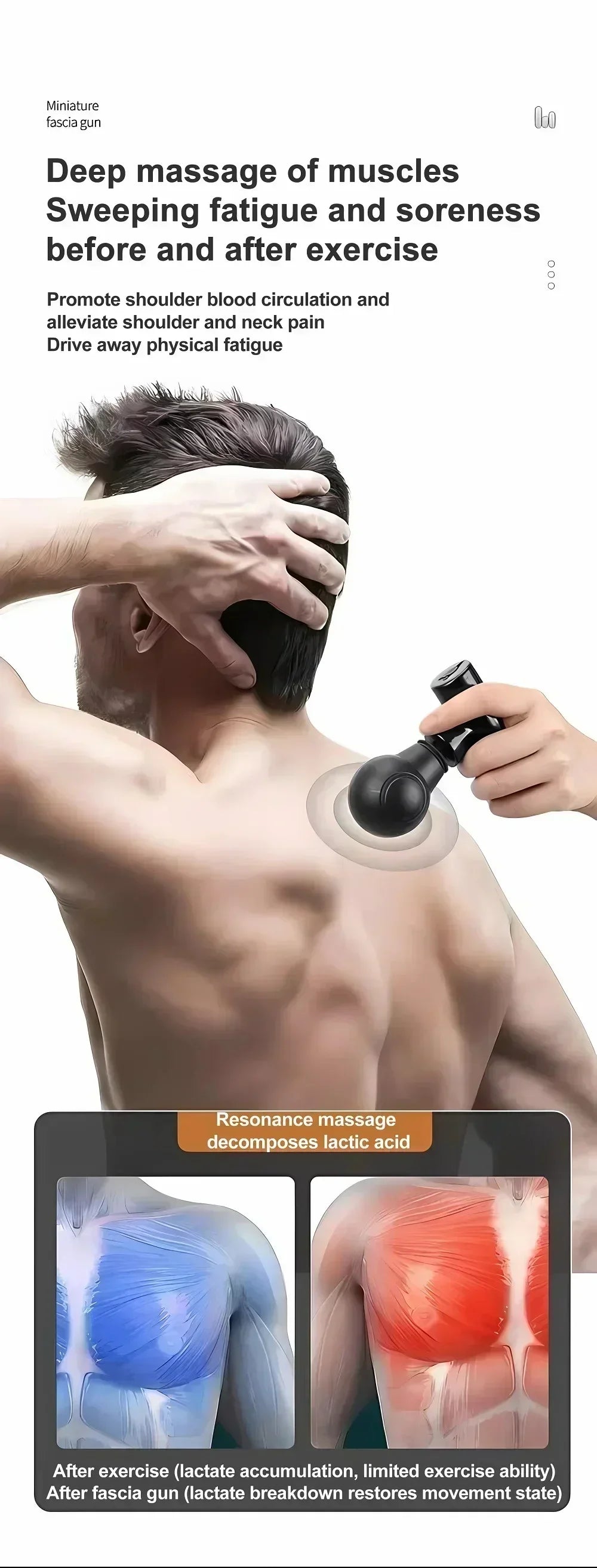 Hot Mini Fascial Massage Gun  Massager For Body Neck Back Deep Tissue Muscle Relaxation Pain Relief Tool Small Handheld Portable