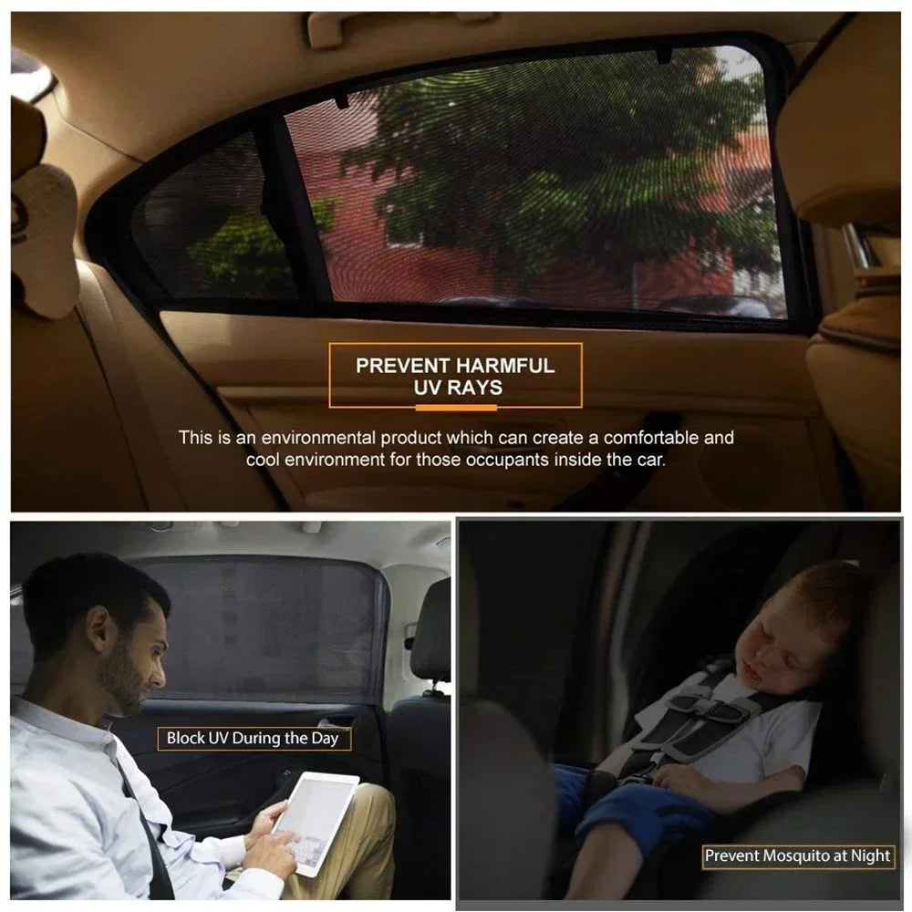 2 or 4pcs screen window set premium window sunshade breathable mosquito net for front and rear windows, UV protection Accessorie