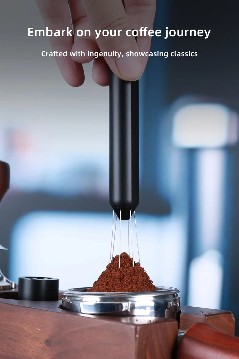 Shrinkable Portable Coffee Powder Stirring Needle 304 Stainless Steel Stainless Steel Espresso Needle Distributor With Base