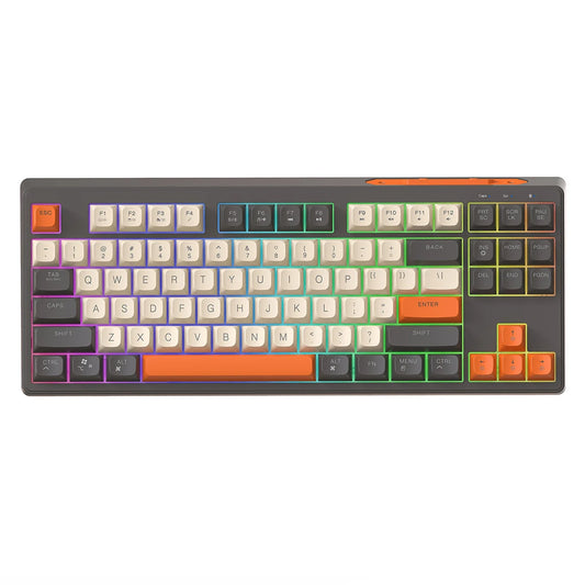 M87 Bluetooth Gaming Keyboard,Wireless Dual Mode Connection,PBT Ball Cap,Rainbow Light,Suitable for Computers, Laptops, and Mac