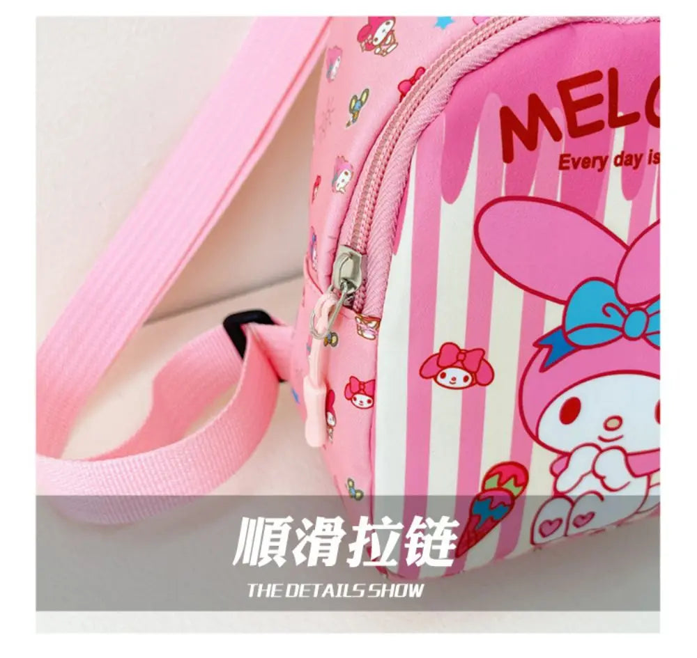 Hello Kitty Children Chest Bag Sanrio figure Kuromi Cute Coin Purse Shoulder Bag Boy Girl Cross Body Bag Fashion Messenger Bag