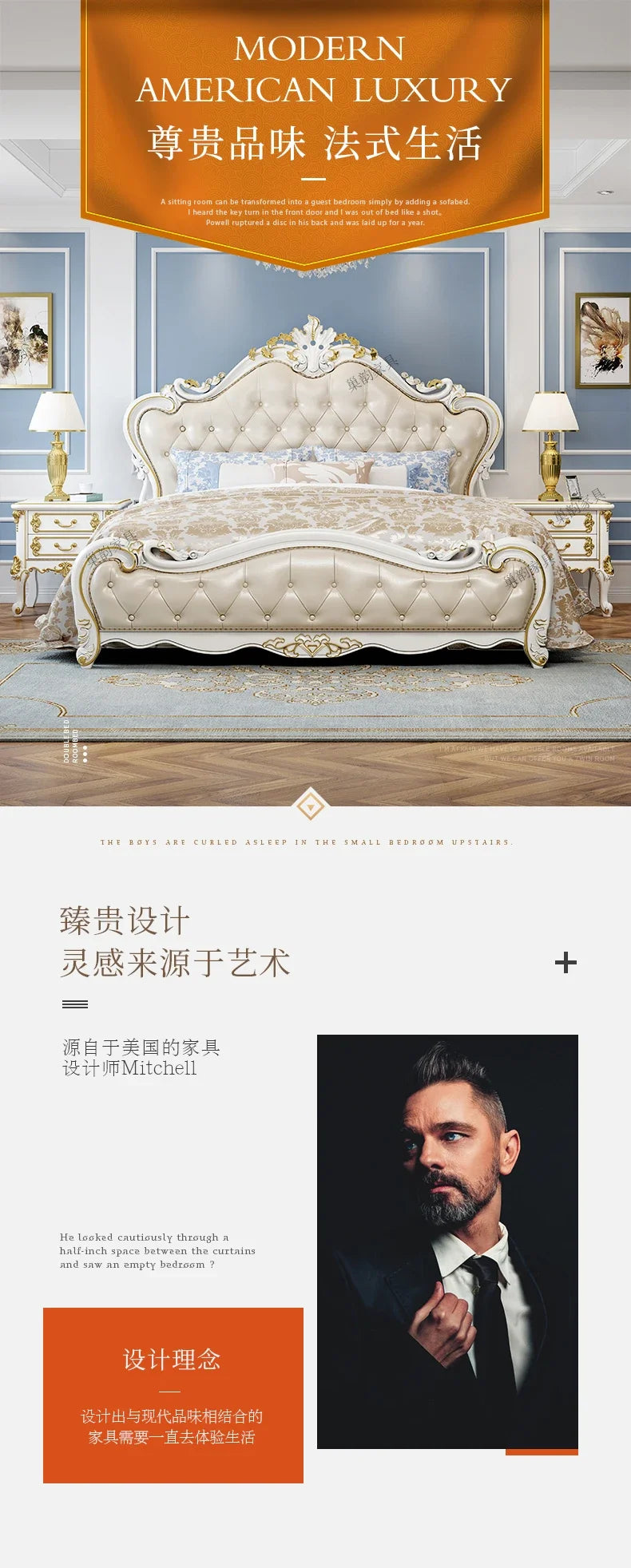 European Luxury Modern Double Bed Frame Mattress Storage Solid Wood Princess Bed Queen Size Cama Bedroom Set Furniture